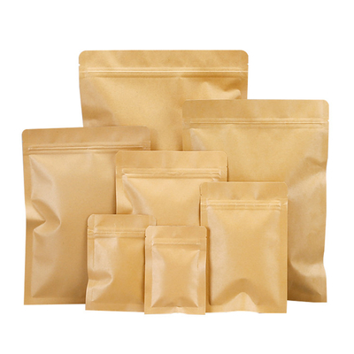 comprar Papel Kraft impermeable con cerradura plana Bolsas de cremallera personalizadas con revestimiento de papel de aluminio online manufacture