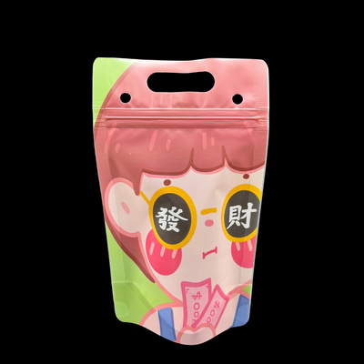 comprar Un lado claro Bolso de bebida de pie con cremallera y agujeros colgantes Agujeros de paja para adultos Niños Bolsas de bebidas heladas online manufacture
