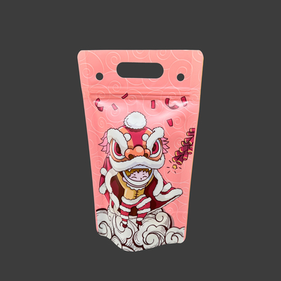 comprar Rojo desechable Brillante claro Stand Up Drink Pockets Sacos de jugo con cremallera y agujeros colgantes paja online manufacture