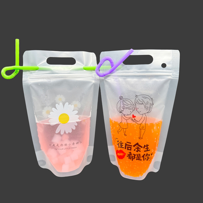comprar 17 Oz Reclutable Zipper Jugo de batido Stand Up bolsas de bebida con agujeros colgantes pajitas y embudo online manufacture