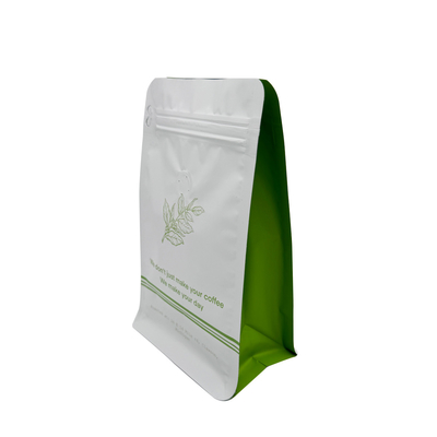 comprar 250g Caja plana de fondo cuadrado Bolsa de café con válvula y cierre de cerradura de lujo de aluminio blanco mate recubierto online manufacture