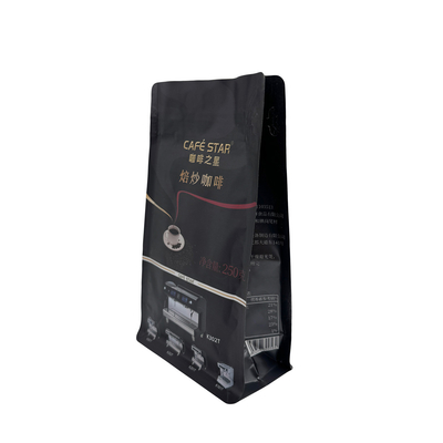 comprar Luxury Black Aluminium Foil Forrado 250g 8 lados Sellado Caja plana Bajo Bolsas de café con válvula y cremallera online manufacture