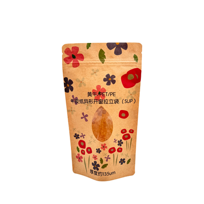 comprar Bolsas biodegradables reabribles y compostables personalizadas Bolsas de papel Kraft Bolsa de cremallera con ventana transparente online manufacture