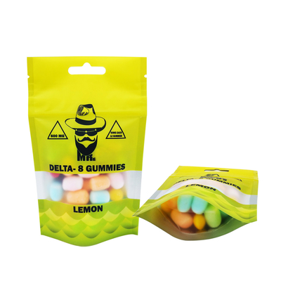 comprar 7g Diseño personalizado de un lado de papel aluminio revestido de seguridad infantil con cierre de cremallera Bolsas de hierba reabribles con agujero colgante y ventana clara online manufacture