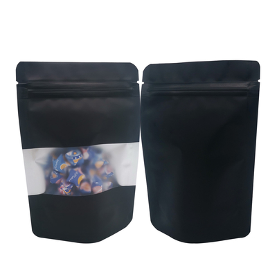 comprar Misterioso negro mate a prueba de olor bolsas de Mylar con ventana para caramelos alimentos bocadillos embalaje de almacenamiento online manufacture