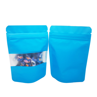 comprar Diseño azul cielo superficie táctil suave mate resealable bolsas de almacenamiento de alimentos de pie con ventana para almacenamiento de bocadillos online manufacture