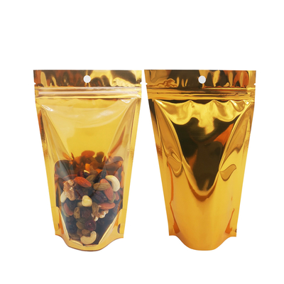 comprar 1 galón de una ventana lateral transparente trasero de oro metálico resealable Stand Up Mylar bolsas para el almacenamiento de alimentos liofilizados online manufacture
