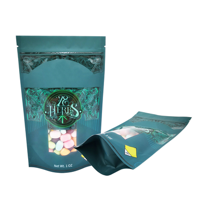 comprar 1 OZ Impresión UV de puntos mate Bolsas de pie con cremallera y ventana reabrebles para el embalaje de hierbas, hierbas y dulces online manufacture