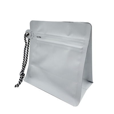 comprar 250g 0.5lb 8oz de papel blanco mate con fondo plano Bolso de café con cerradura lateral de válvula y cuerda online manufacture