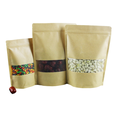 comprar Bolsas Kraft de plástico laminado resistentes al agua, con cierre de cerradura, marrón con ventana para almacenar té, granos de café y envases de alimentos online manufacture