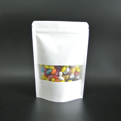 comprar Laminado de película de plástico mate resistente al agua Bolso de papel blanco con cremallera para bocadillos, dulces, envases de alimentos online manufacture