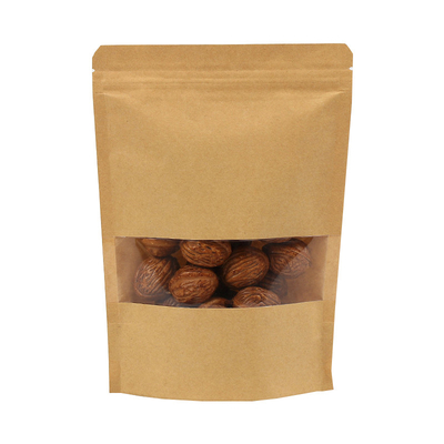 comprar 16 onzas de PLA biodegradable natural Kraft bolsas para levantarse bolsas de cremallera reabrible bolsas de cremallera para judías de nueces secas online manufacture