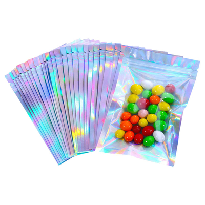 comprar Bolsas de Mylar Holográficas de sellado térmico re-selable con cierre por cremallera reclutable para el embalaje de alimentos Almacenamiento polivalente online manufacture