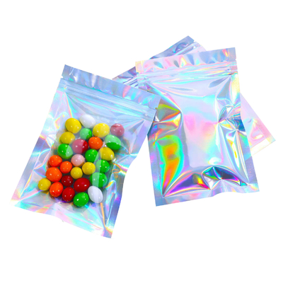 comprar 4 * 6 pulgadas de sellamiento térmico de corte de corte de punta de aluminio holográfico bolsas de cremallera Mylar para almacenamiento de maquillaje de joyería online manufacture