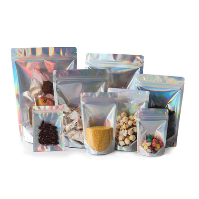 comprar 4.7x7.9 pulgadas de Mylar Holográfico de cierre de cerradura de papel de aluminio Stand Up bolsas para el café dulce embalaje de alimentos online manufacture