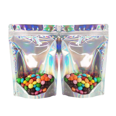 comprar 5x7 pulgadas de cierre por cerradura térmica sellable holográfico vuelve a cerrar bolsas de pie para fiestas Embalaje de negocios Almacenamiento de alimentos online manufacture