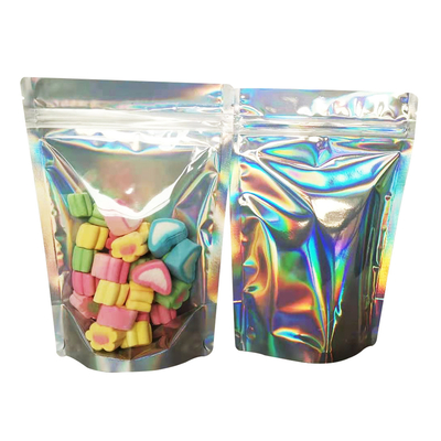 comprar Película de aluminio reabrible Frente transparente 4x6 Holográfico Bolsas de pie para maquillaje para joyas Maquillaje para labios Embalaje de almacenamiento online manufacture