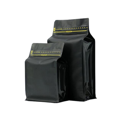 comprar 16 oz 1 Lb Matte Black Bolsa de café al por mayor con válvula de desgasificación y cierre de llave lateral fondo plano online manufacture
