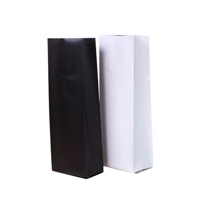 comprar Seal trasero de enchufe lateral Cuatro folios de sello lateral con fondo plano en revestimiento Bolsas de café de 0,5 lb 1 lb 2 lb Blanco Negro con válvula de desgasificación online manufacture