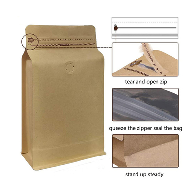 comprar Bolsas de papel marrón de fondo plano de desgasificación de una sola vía de primera calidad 0.25 lb 0.5 lb 1 lb 2 lb 125 g 250 g 500 g 1 kg online manufacture
