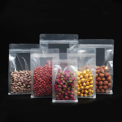 comprar Calidad de alimento transparente de calibre térmico Cuadrado Bajo Bolsas para levantarse Impresión digital Bolsas de dulces online manufacture