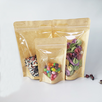 comprar Laminado Matt Cerradura sello térmico Kraft Stand Up bolsas con ventana de impresión digital para bolsas de embalaje de alimentos online manufacture