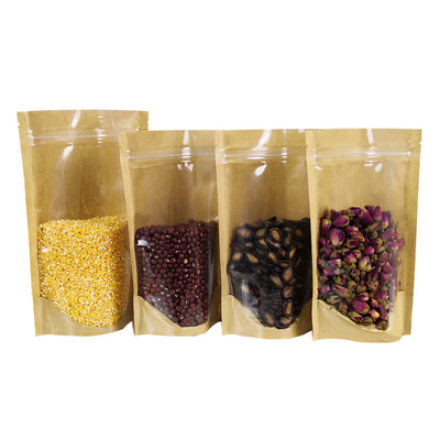 comprar Impresión digital a prueba de humedad Cerradura Papel Kraft Bolso de pie para alimentos secos Bocadillos Envases de frijoles de dulces online manufacture