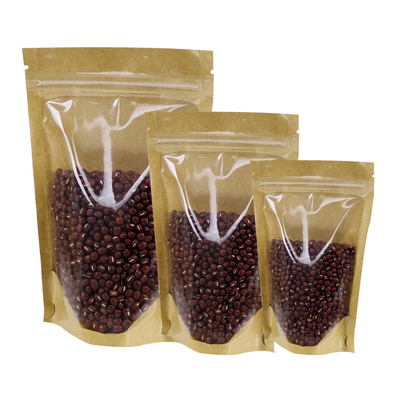 comprar Frente trasero transparente, de pie, de papel kraft reabrible, bolsas de cierre con cremallera para alimentos, nueces secas, hojas de té, embalaje, almacenamiento online manufacture