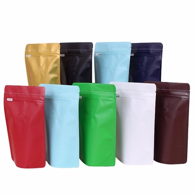 comprar 1 libra 500 gramos de aluminio laminado colorido bolsas de café de pie con llave y válvula de desgasificación online manufacture