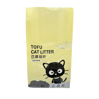 Bolsas de embalaje de basura de gato de plástico reciclable de 6 litros amarillo con vacío y ventana