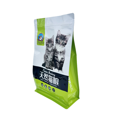 Logotipo personalizado Embalaje de alimentos para mascotas con fondo plano para mascotas con cremallera