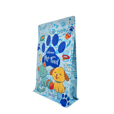 1.0kg Bolsas de embalaje de alimentos para perros de producto de mascotas de color azul mate personalizadas de fondo plano