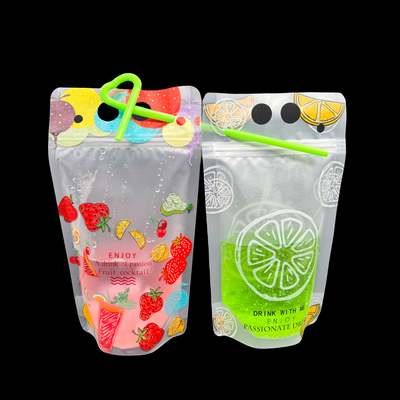 16 oz bolsas personalizadas de bebidas alcohólicas con cremallera de pie bolsas de bebidas reutilizables para cumpleaños regalo de fiesta de bebida