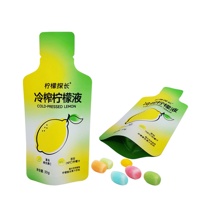 Impresión personalizada de botella mate en forma de papel de aluminio bolsas para embalaje de bebidas con jugo de limón