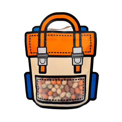 Bolso escolar Bolsas en forma personalizada de plástico con ventana transparente mate para almacenamiento Dulces dulces
