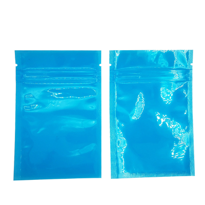 Bolsas de sello térmico translúcidas azules y planas personalizadas Bolsas de cremallera reabribles para alimentos, bocadillos, dulces, embalajes de galletas