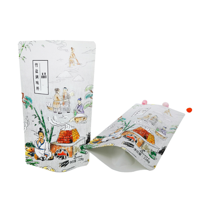 Papel blanco laminado de papel aluminio Stand up bolsas de alimentos reutilizables para especias aperitivos alimentos envases de sal