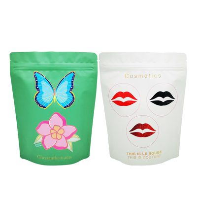 Diseño de lujo Glossy Spout UV Impreso Bolsas reabribles personalizadas con cremallera para el embalaje de cosméticos
