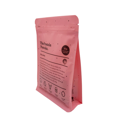 Bolsas de fondo de caja de color rosa reciclable EVOH reabrible personalizado para el embalaje de alimentos con proteína