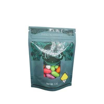 Envases de ventanas con revestimiento de papel aluminio de primera calidad en bolsas de pie personalizadas para envases de alimentos con goma de dulces