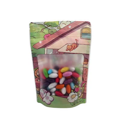 Bolsas de pie reciclables de la FDA para envases de alimentos con diseño personalizado de ventana y cremallera