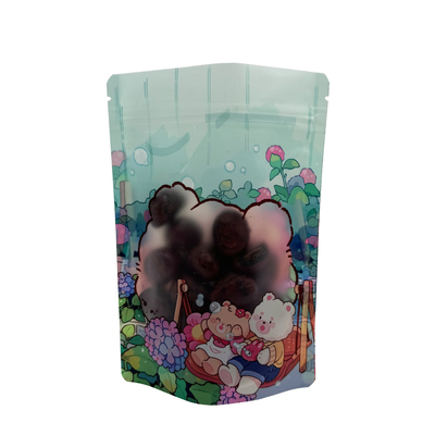 Pre hecho Bolsas de plástico personalizadas con ventana transparente y cremallera para nueces dulces pasteles alimentos