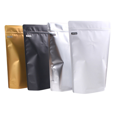 1/2 libra 250 gramos de papel de aluminio Stand Up bolsa de café con válvula de desgasificación Ziplock