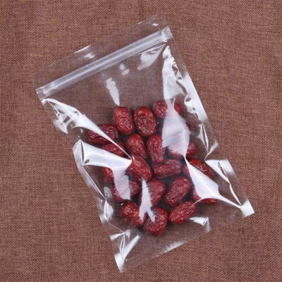 Sellado térmico vuelve a cerrar transparente transparente bolsa plana con cierre de cremallera para alimentos Dulces Joyería